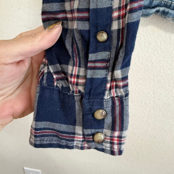 Upcycled Kit From The Kloth Amelia Denim Trucker Jacket w/Flannel Shirt Size XL - Picture 6 of 12